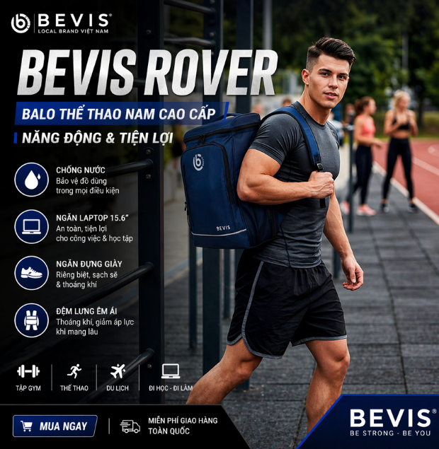 Bevis Rover – Balo thể thao nam cao cấp đa năng, chống nước, tiện lợi
