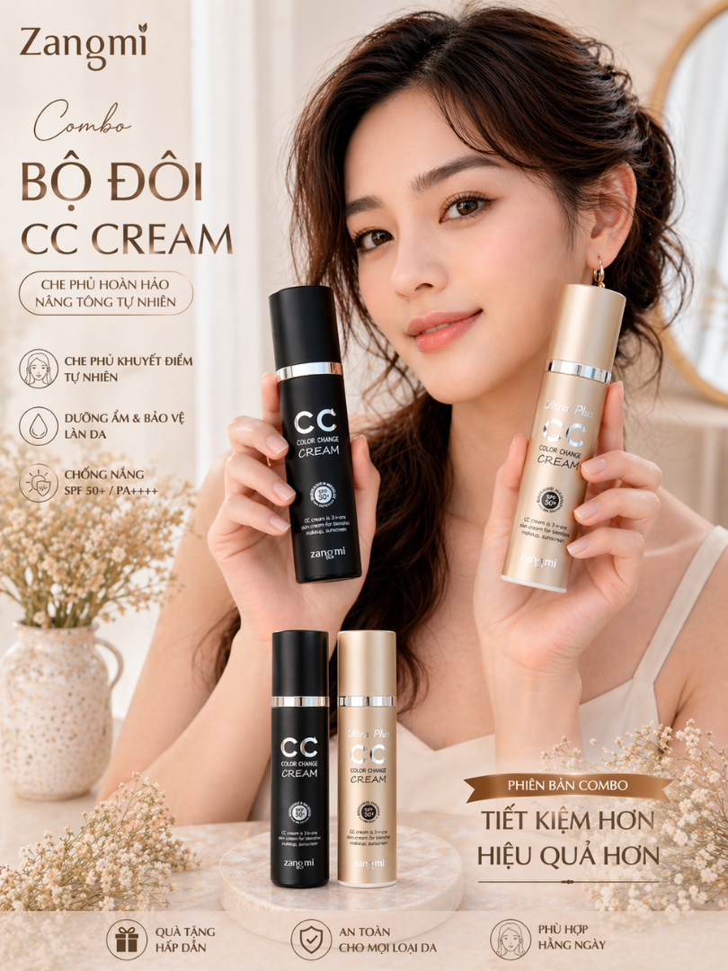 Combo Bộ Đôi CC Cream Zangmi – Giải pháp trang điểm tự nhiên & bảo vệ da toàn diện