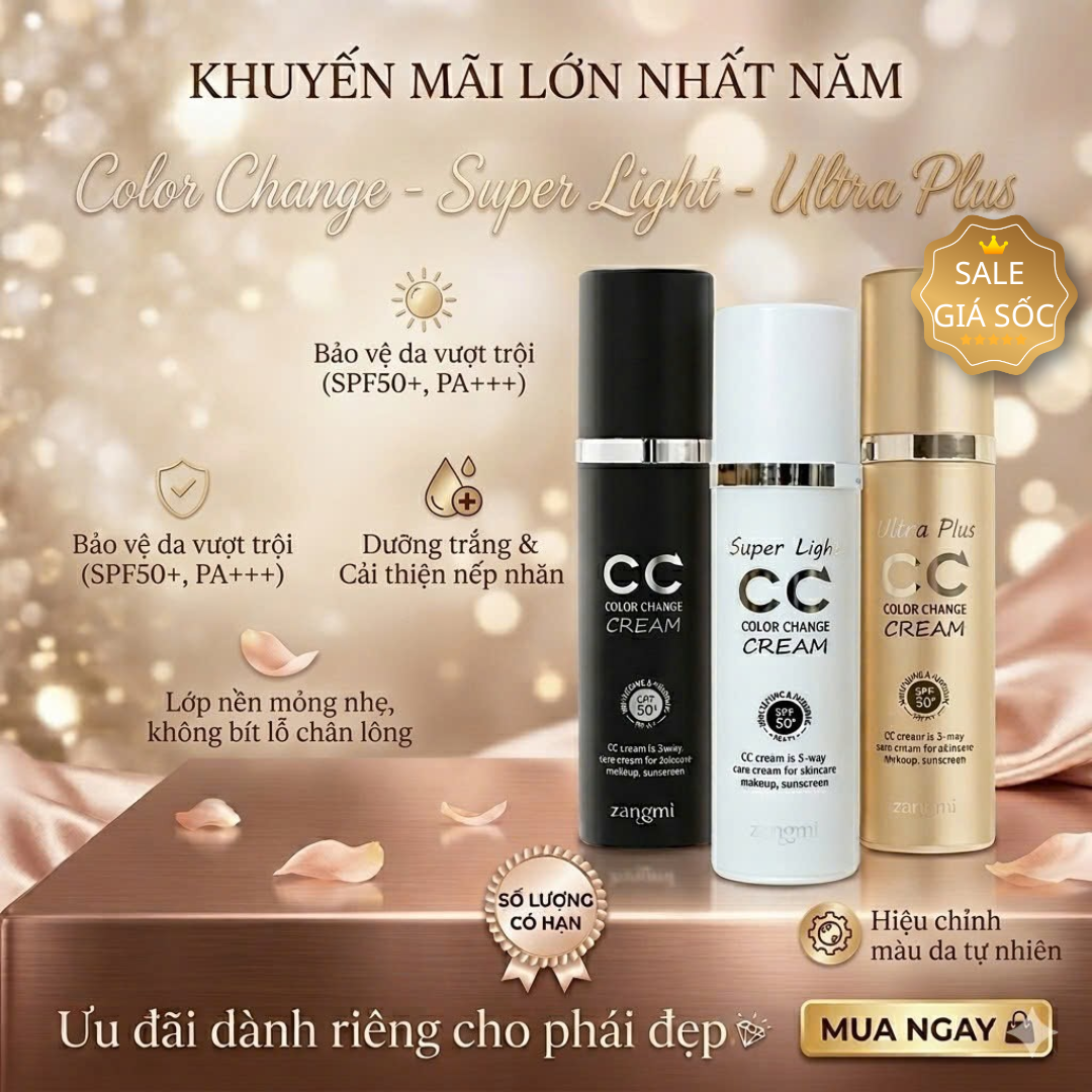 CC Cream Zangmi – Kem nền trang điểm tự nhiên tích hợp chống nắng SPF50+