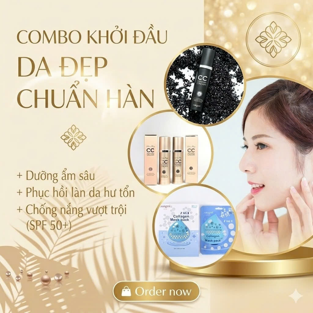 Combo Khởi Đầu Da Đẹp Chuẩn Hàn – Dưỡng Ẩm, Phục Hồi & Chống Nắng Toàn Diện
