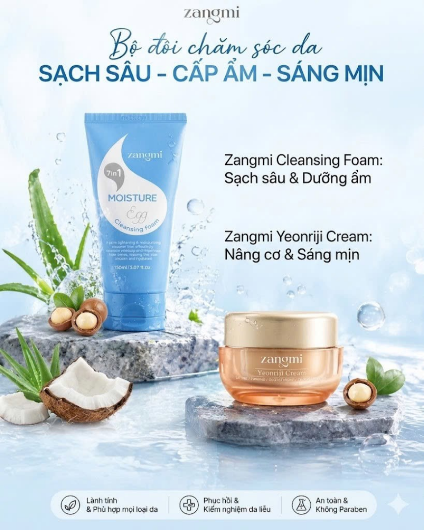 Bộ Đôi Chăm Sóc Da ZANGMI – Sạch Sâu, Cấp Ẩm & Sáng Mịn Chuẩn Spa Tại Nhà