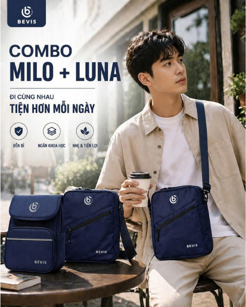 Combo Túi Milo + Luna – Tiện Lợi & Thời Trang Cho Nam Giới Hiện Đại