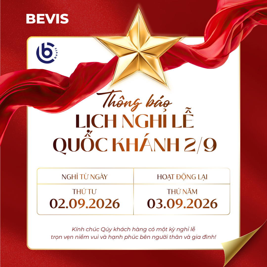 BEVIS - ZANGMI Thông Báo Lịch Nghỉ Lễ Quốc Khánh 2/9/2026