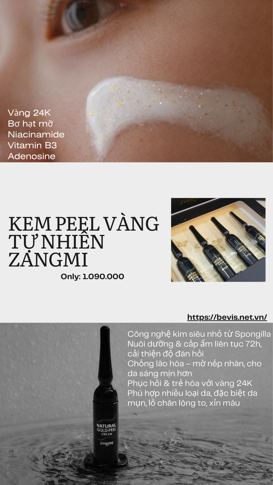 Kem Peel Vàng Zangmi – Peel Sinh Học Spongilla Tái Tạo & Làm Sáng Da