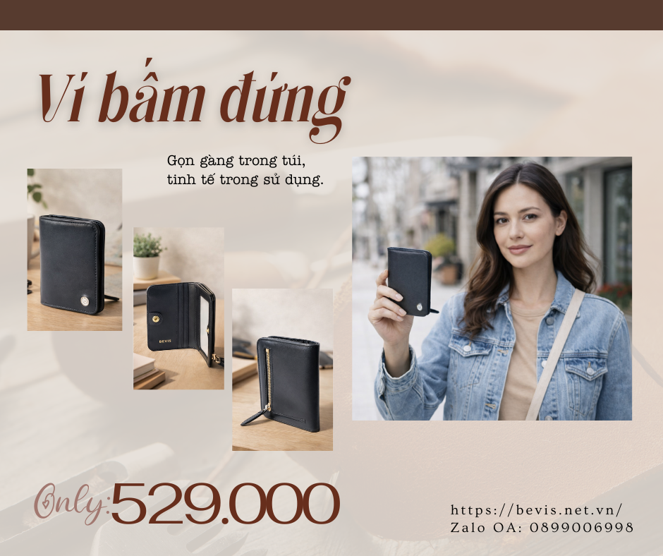 Ví Bấm Đứng SNAP Bevis – Thiết Kế Gọn Gàng Cho Nhịp Sống Hiện Đại
