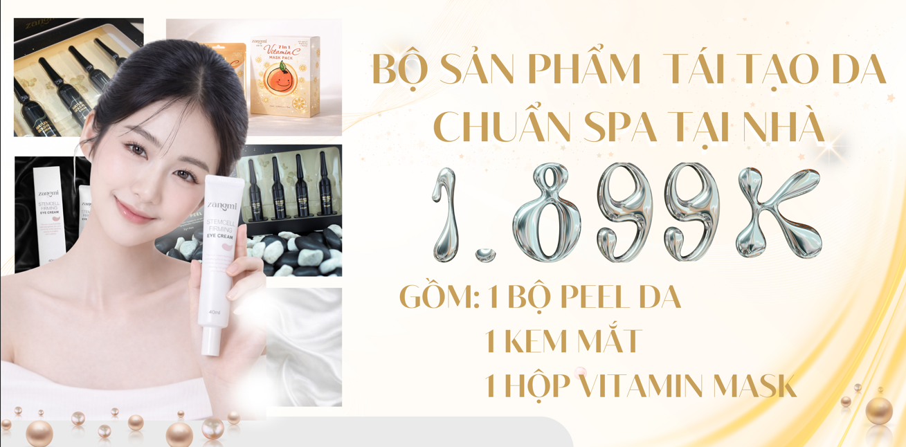 Combo Tái Tạo Da Zangmi – Peel Vàng, Kem Mắt & Mặt Nạ Vitamin
