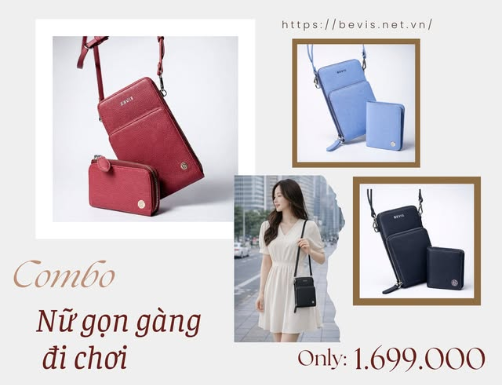 Combo Túi & Ví Nữ Bevis – Túi Đeo Chéo Mini Phong Cách Hiện Đại