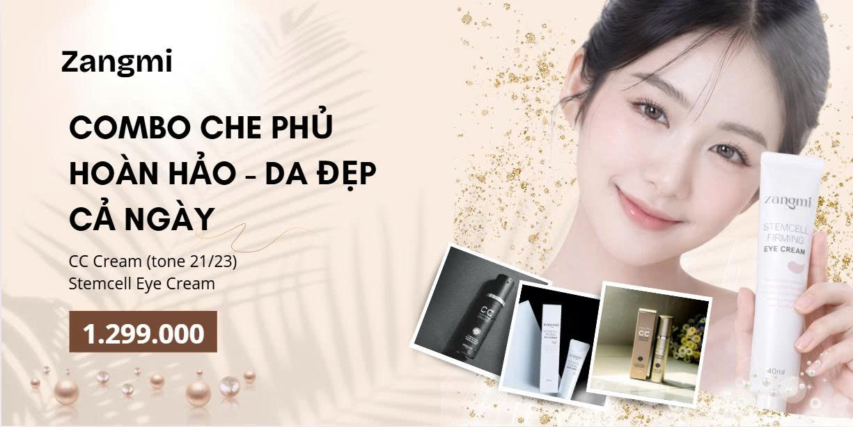 Combo CC Cream & Stemcell Eye Cream Zangmi – Che Phủ Tự Nhiên