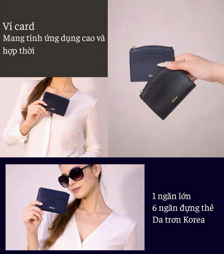 Ví Card BEVIS – Ví Đựng Thẻ Da Cao Cấp Nhỏ Gọn, Tiện Lợi