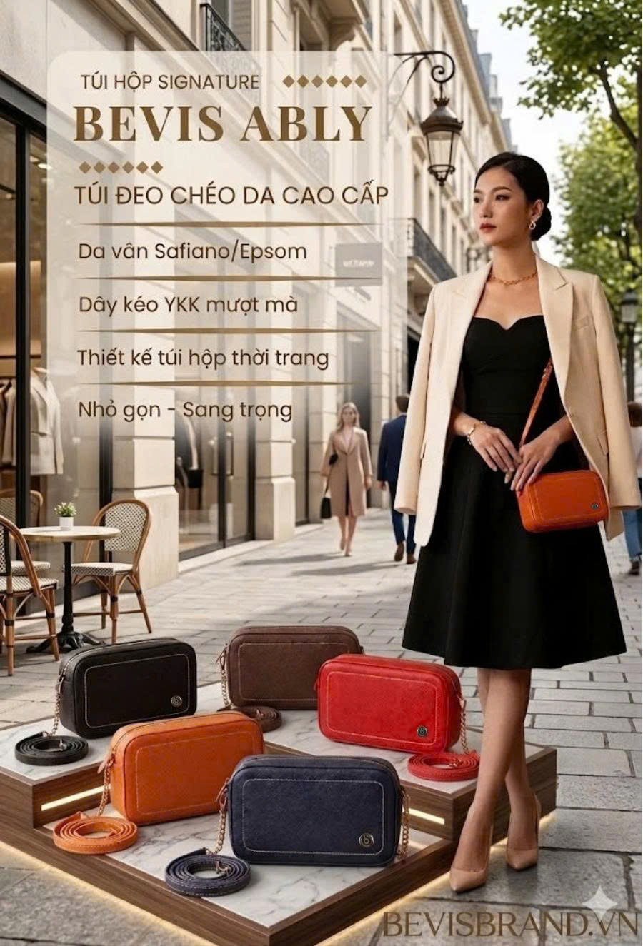 Túi hộp Bevis Ably – Túi đeo chéo da cao cấp cho phong cách hiện đại
