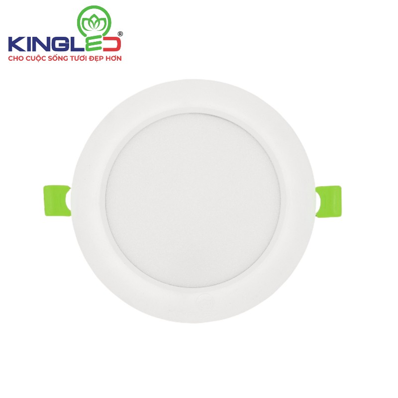 Đèn KingLed Âm Trần 8W Đổi Màu, Mặt Phẳng, Viền Trắng Lỗ Khoét Phi 90 mm  EC-DOB-8SS-T118