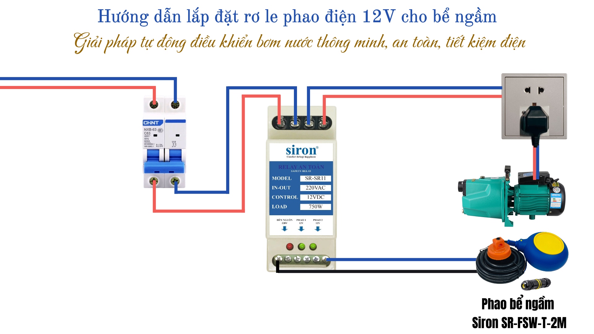 Rơ Le An Toàn Cho Phao Điện Bồn Nước 12V Siron SR-SR11