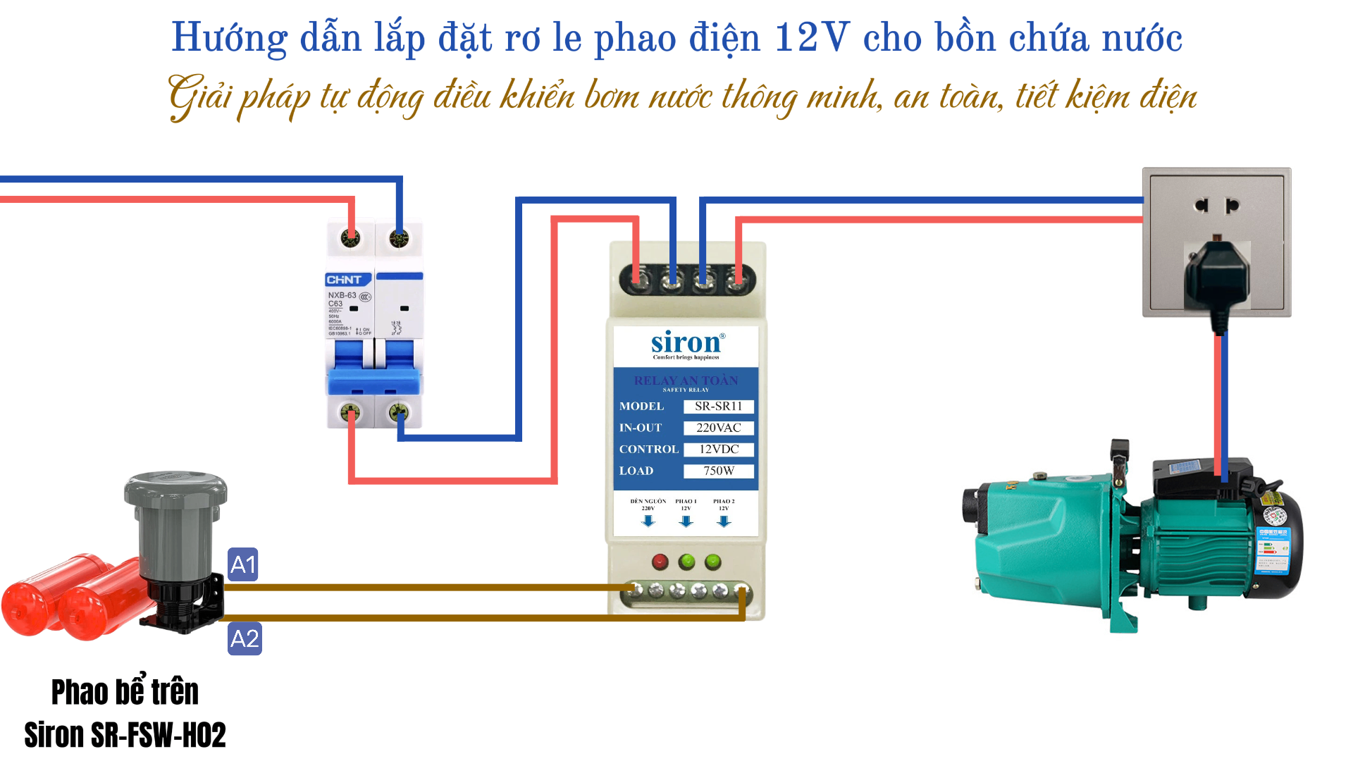 Rơ Le An Toàn Cho Phao Điện Bồn Nước 12V Siron SR-SR11
