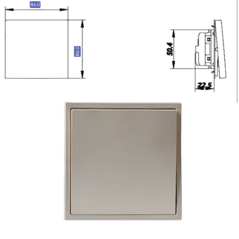 Bộ Module Công tắc đơn 1 chiều mặt vuông màu xâm panh Simon Series i7,  701011 - 46  ( khung và module hạt công tắc)