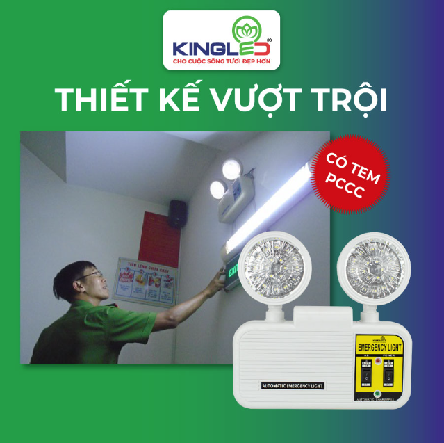 ĐÈN KINGLED KHẨN CẤP  DẪN HƯỚNG 3W Kích Thước  265x250x60mm  KC-2-3-3