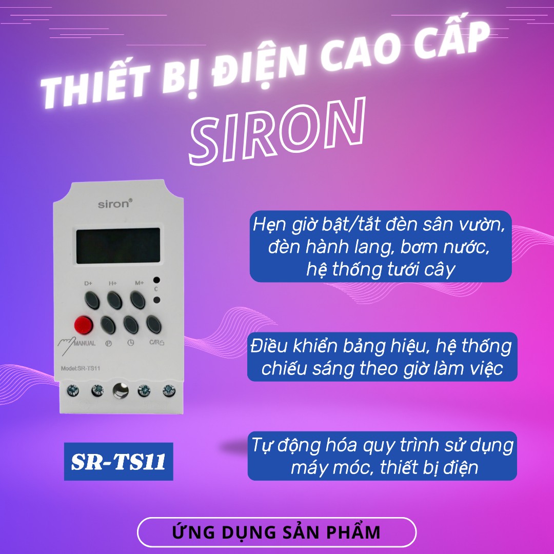 Công tắc hẹn giờ kỹ thuật số bật tắt thiết bị điện Siron SR-TS11
