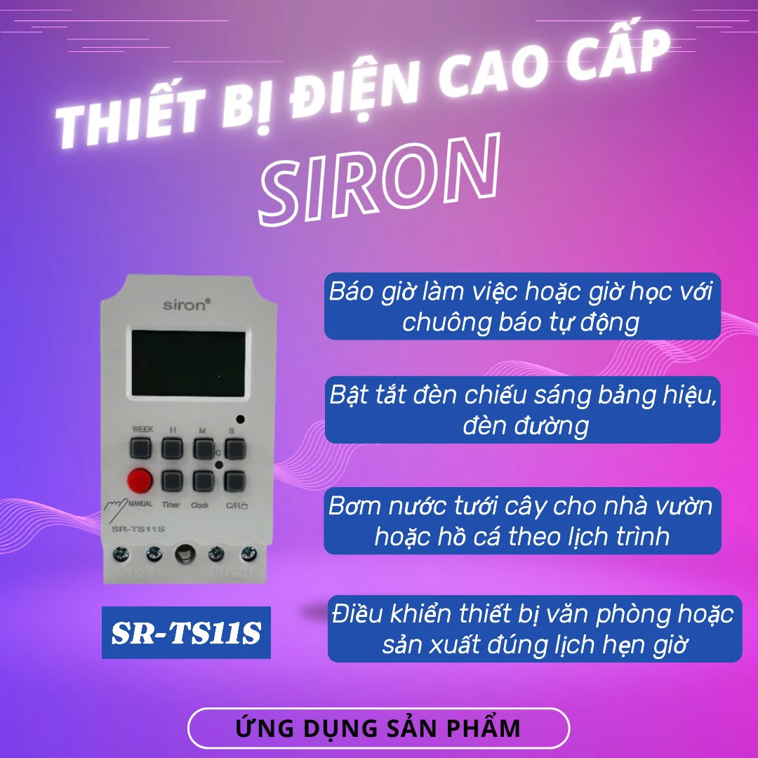 Công Tắc Hẹn Giờ Kỹ Thuật Số Chuẩn Giây Siron SR-TS11S