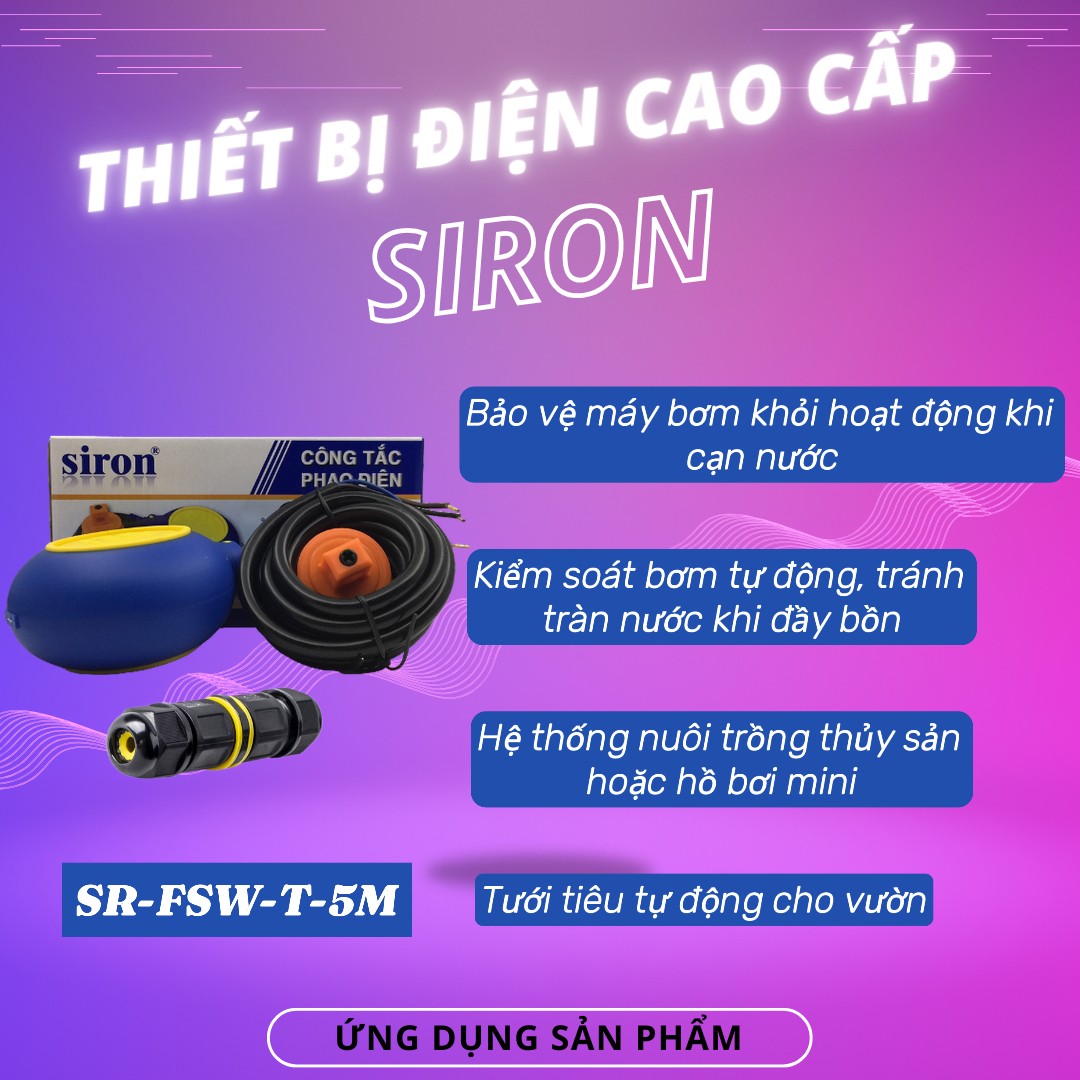 Bộ Phao Điện Điều Khiển Kín Nước Chống Cạn Và Chống Tràn Siron SR-FSW-T-5M