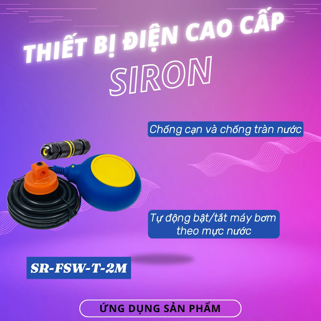 Bộ Phao Điện Điều Khiển Kín Nước Chống Cạn Và Chống Tràn Siron SR-FSW-T-2M