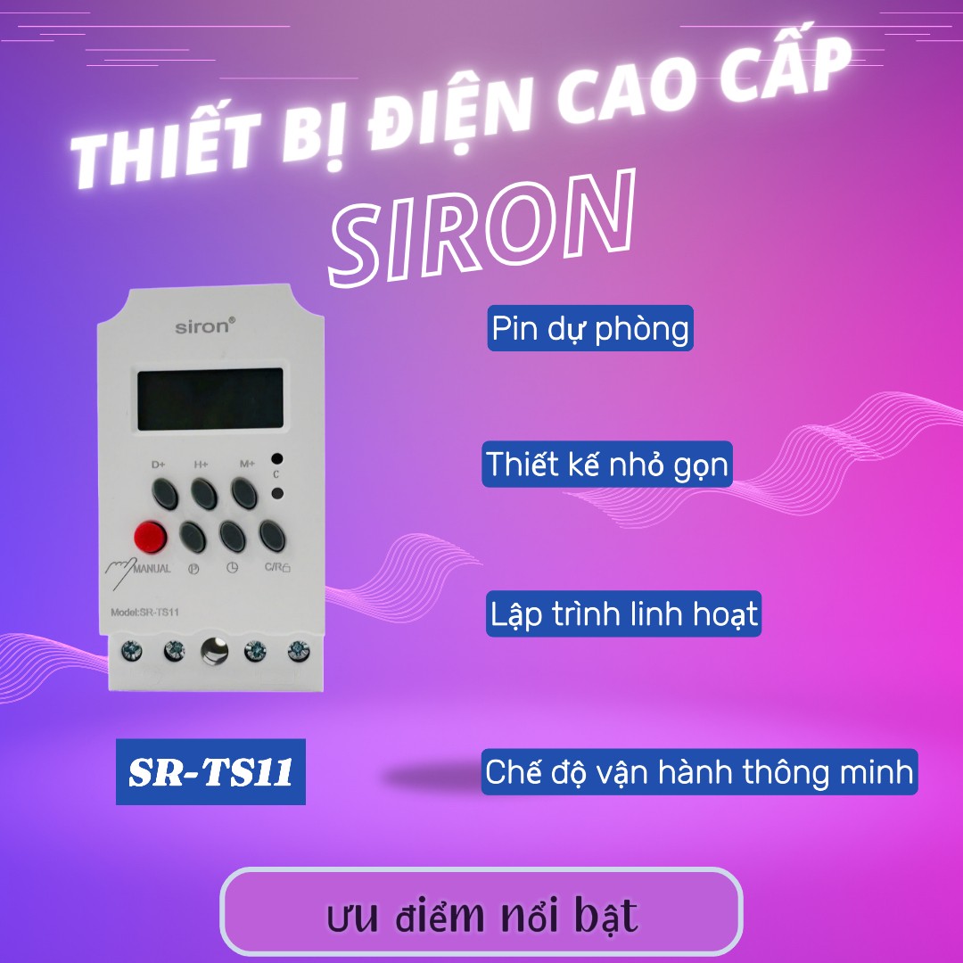 Công tắc hẹn giờ kỹ thuật số bật tắt thiết bị điện Siron SR-TS11