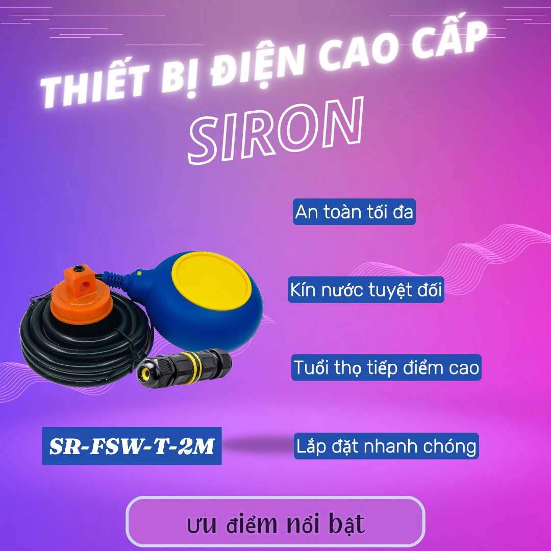 Bộ Phao Điện Điều Khiển Kín Nước Chống Cạn Và Chống Tràn Siron SR-FSW-T-2M
