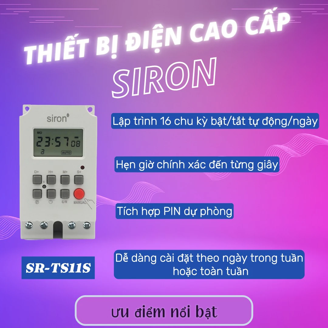 Công Tắc Hẹn Giờ Kỹ Thuật Số Chuẩn Giây Siron SR-TS11S