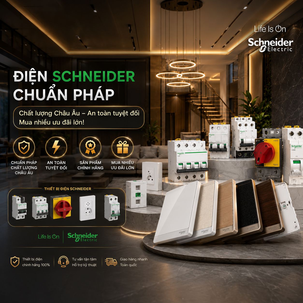 Thiết bị điện SCHNEIDER chuẩn pháp - Chất lượng Châu Âu – An toàn tuyệt đối – Mua nhiều ưu đãi lớn!