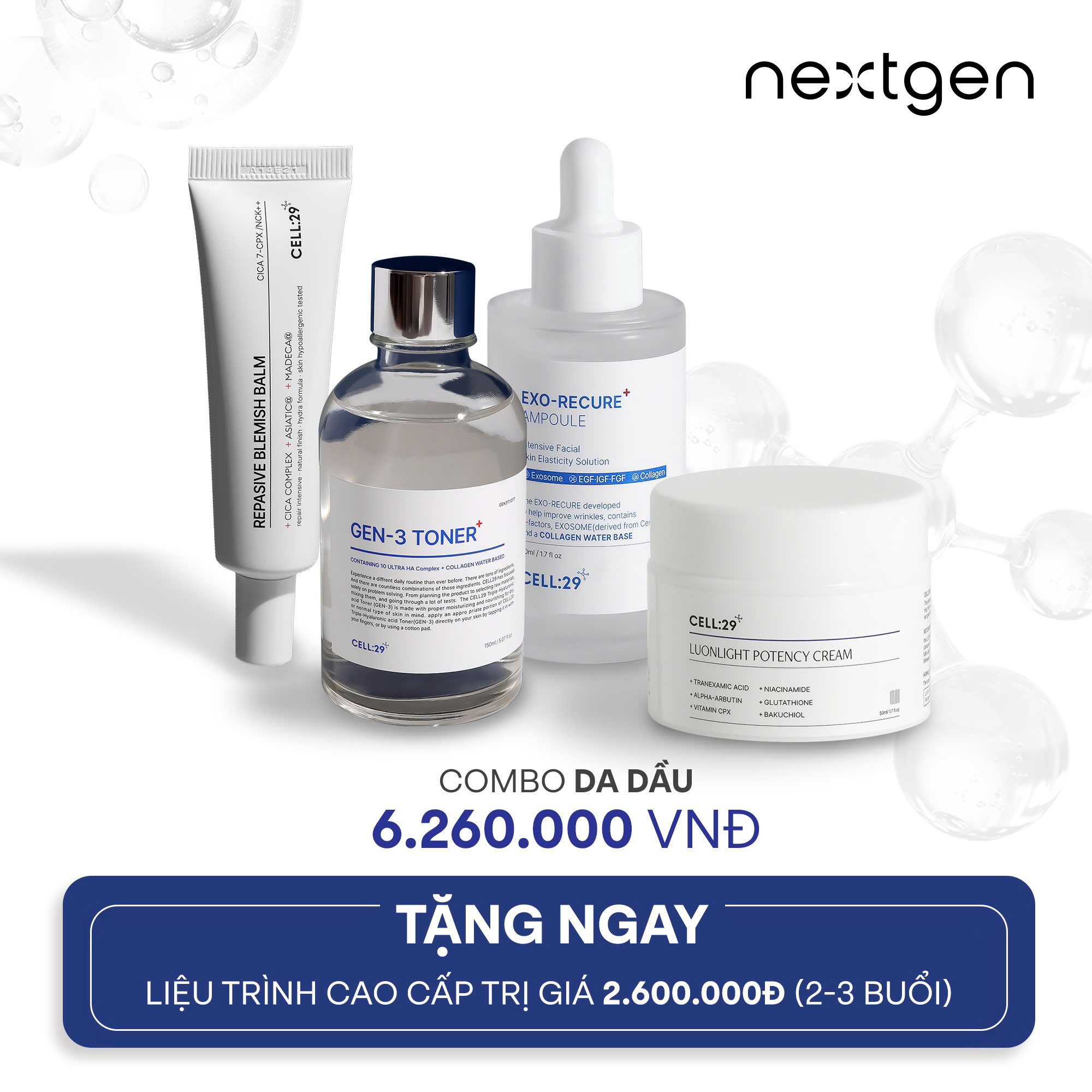 Combo chăm sóc da Cell29 dành cho DA DẦU