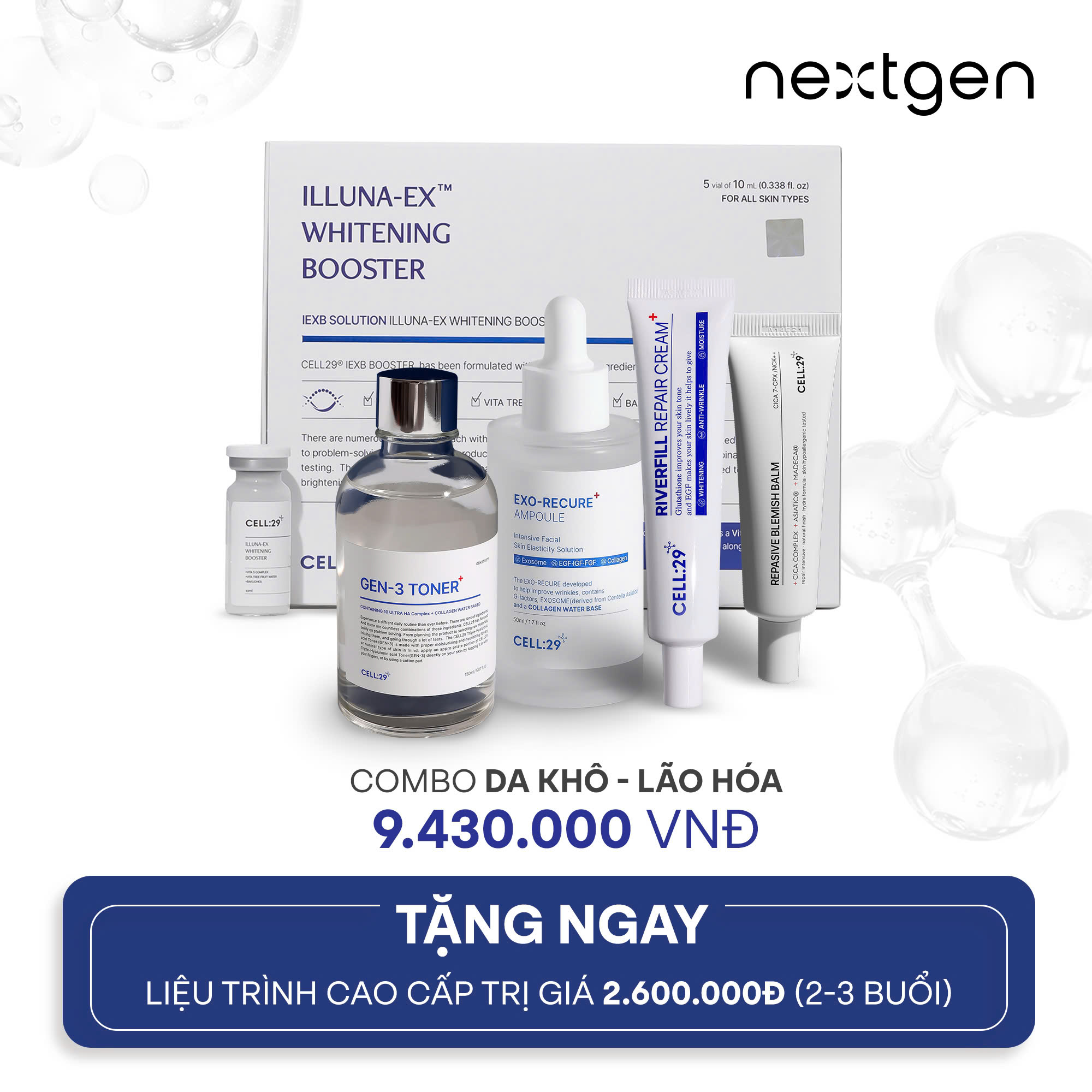 Combo chăm sóc da Cell29 dành cho DA KHÔ - LÃO HOÁ