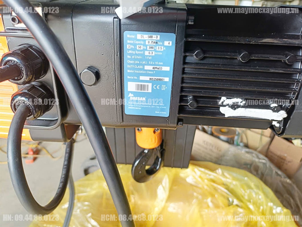 Pa lăng xích điện cố định Daesan 500kg 3m DL-500-3 380V