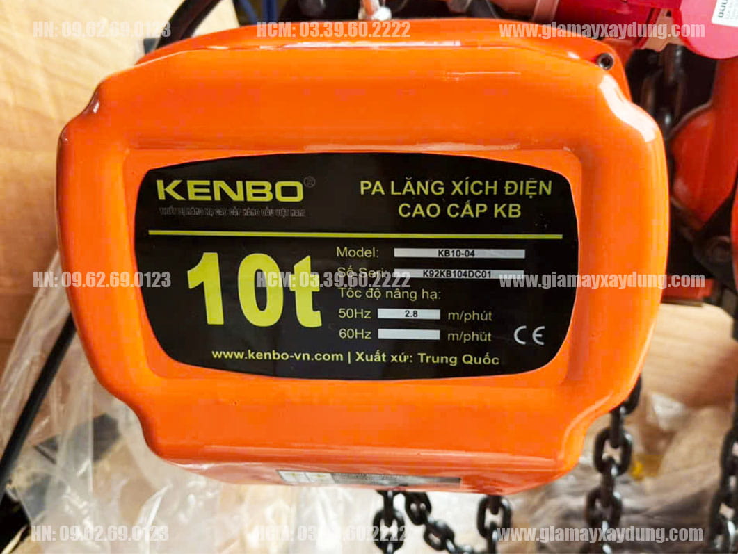 Pa lăng xích điện di chuyển 10 tấn 6m KB10-04 380V