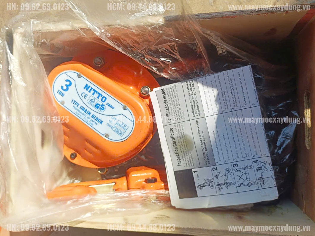 Pa lăng xích kéo tay Nitto 3 tấn 5m
