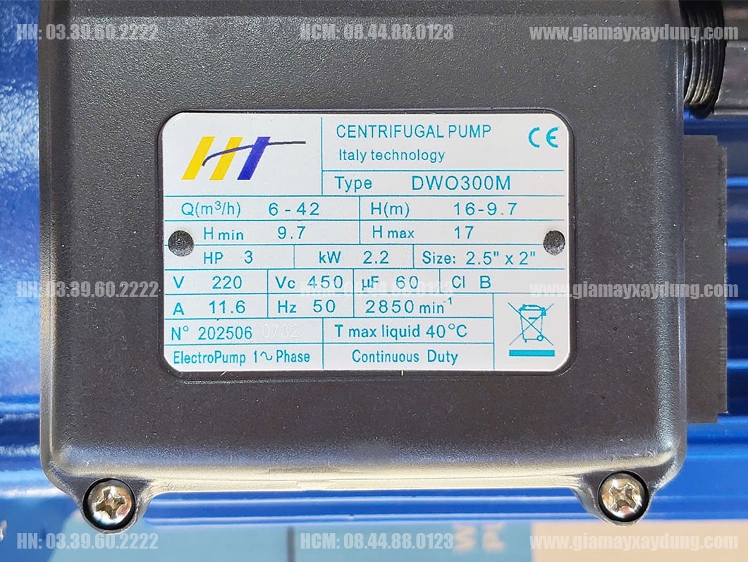 Máy bơm đầu Inox DWO300M 2.2KW 3HP 220V