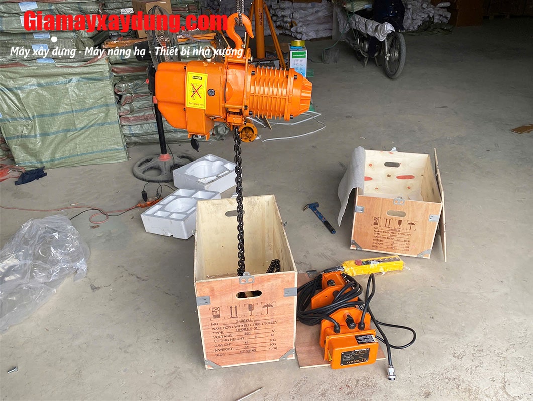 Pa lăng xích điện cố định 500kg 6m 7.2 mét/phút HHBB0.5-01 380V