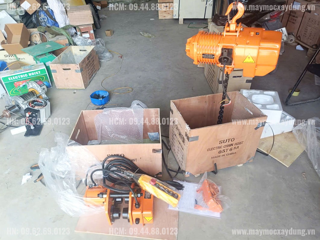 Pa lăng xích điện cố định 500kg 6m 7.2 mét/phút HHBB0.5-01 380V