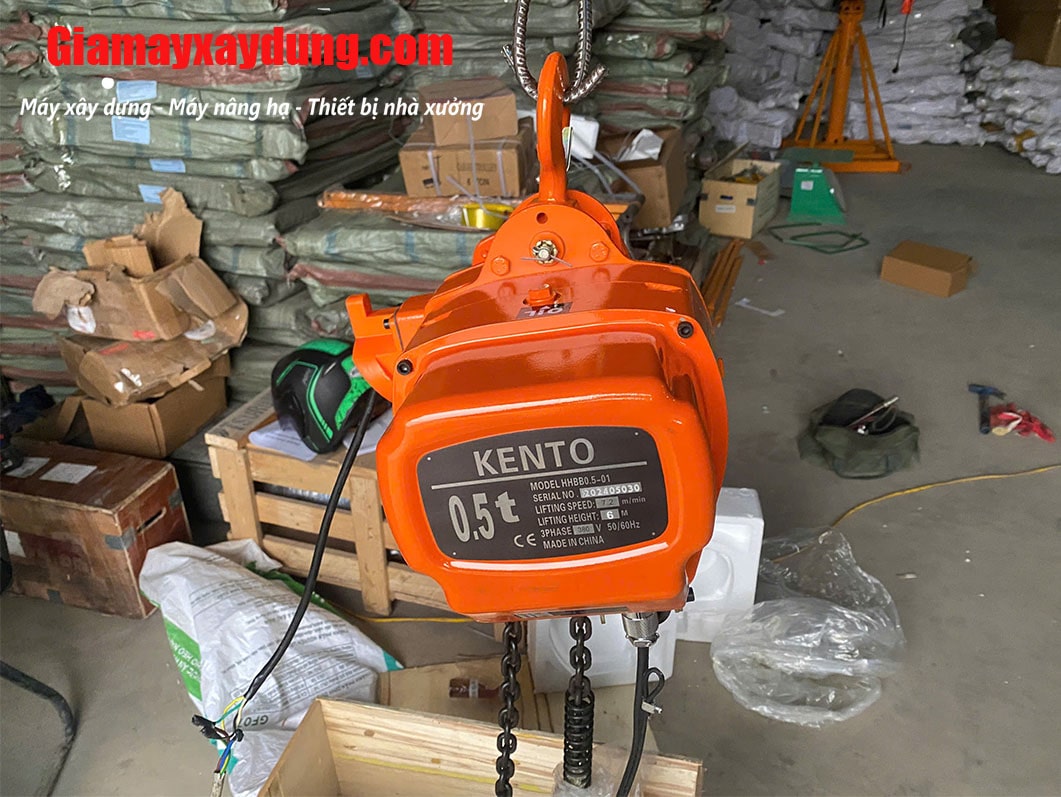 Pa lăng xích điện cố định 500kg 6m 7.2 mét/phút HHBB0.5-01 380V