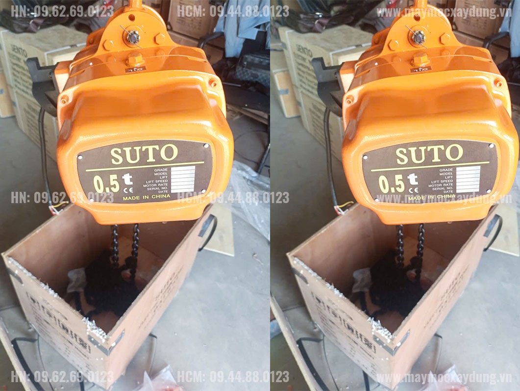 Pa lăng xích điện di chuyển 500kg 6m 7.2 mét/phút 380V HHBB0.5-01