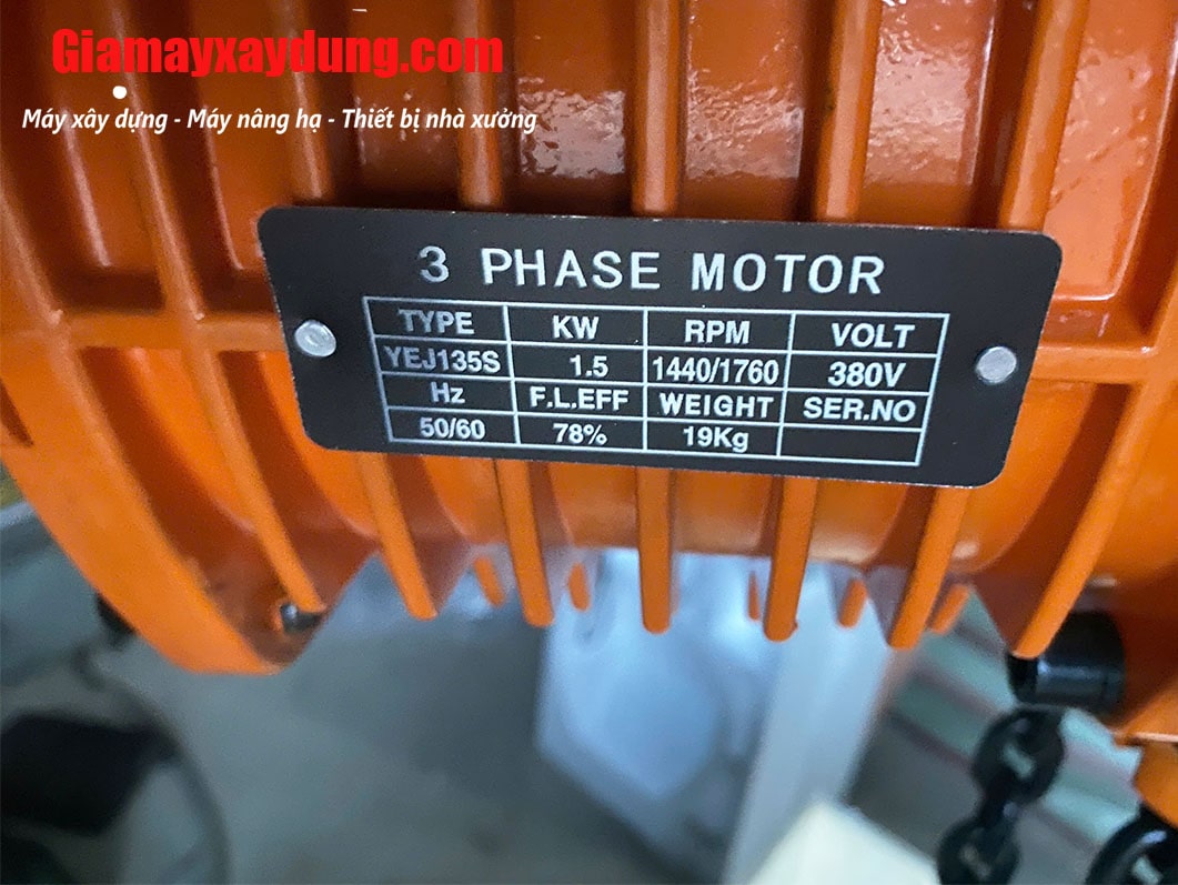 Pa lăng xích điện di chuyển 1 tấn 6m 3.6 mét/phút 380V HHBB01-02