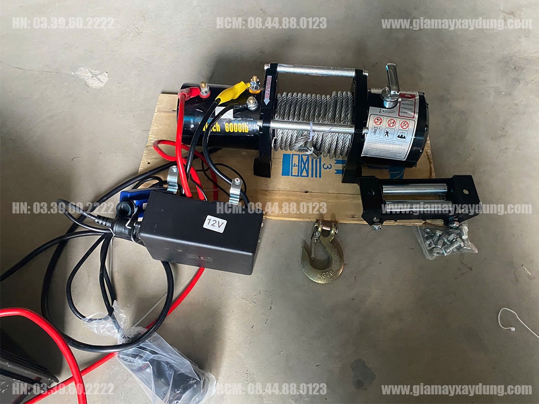 Tời điện 12V 6000LBS nâng 650kg kéo ngang 2700kg