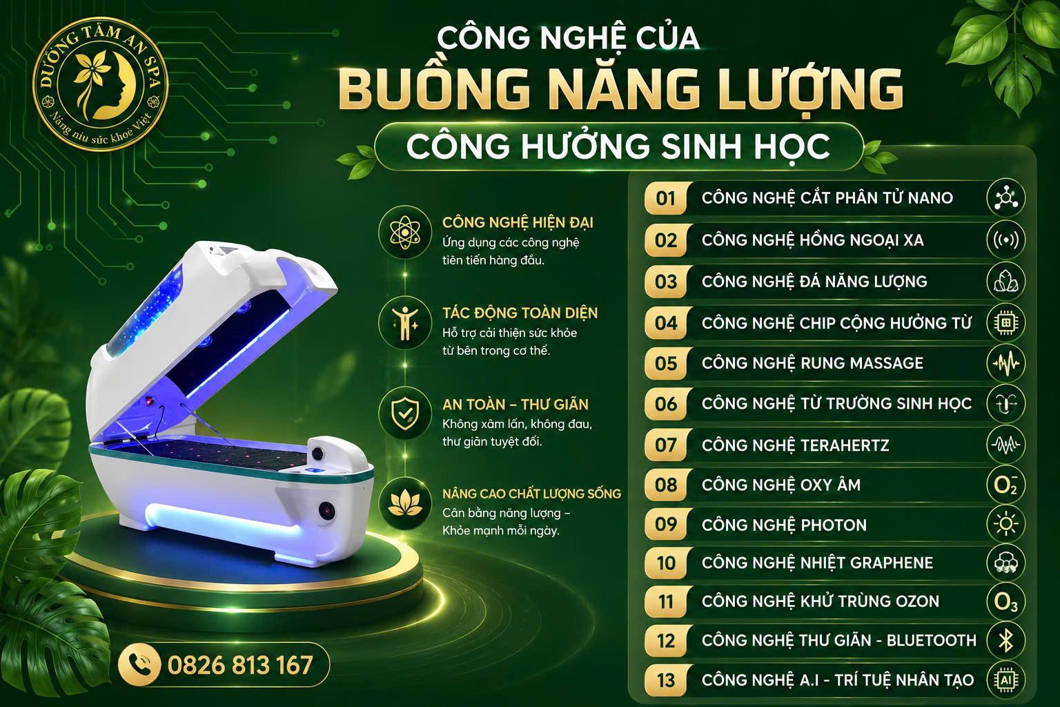 Buồng Năng Lượng Cộng Hưởng Sinh Học Tại Dưỡng Tâm An Spa