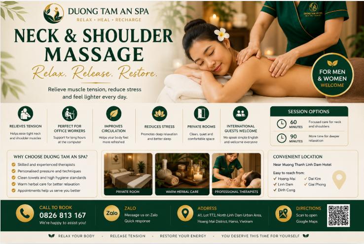 Neck & Shoulder Massage in Linh Dam, Hanoi | Duong Tam An Spa