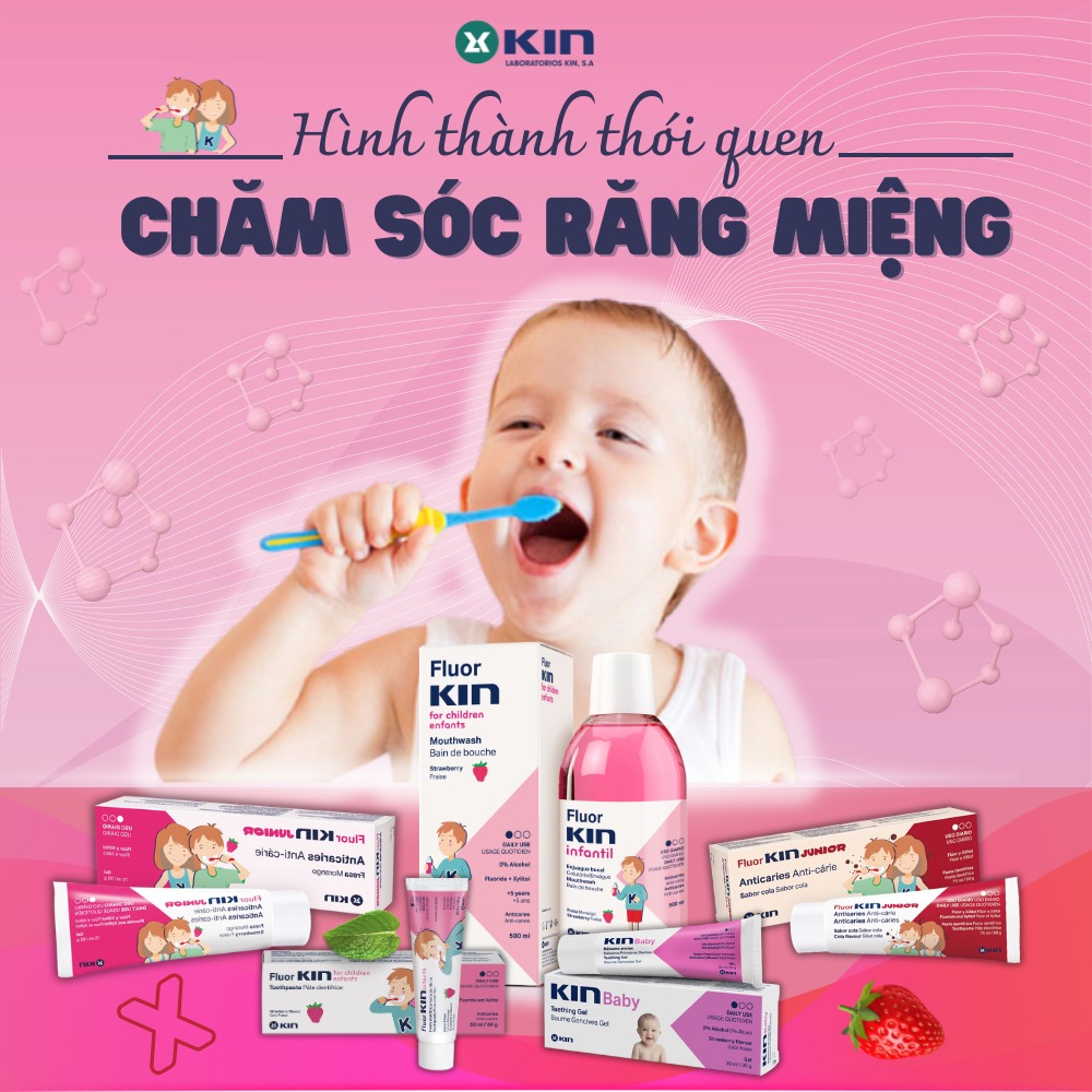 Kem đánh răng Fluor Kin Infantil vị dâu cho trẻ em 1 - 6 tuổi (50 ml / 60g)