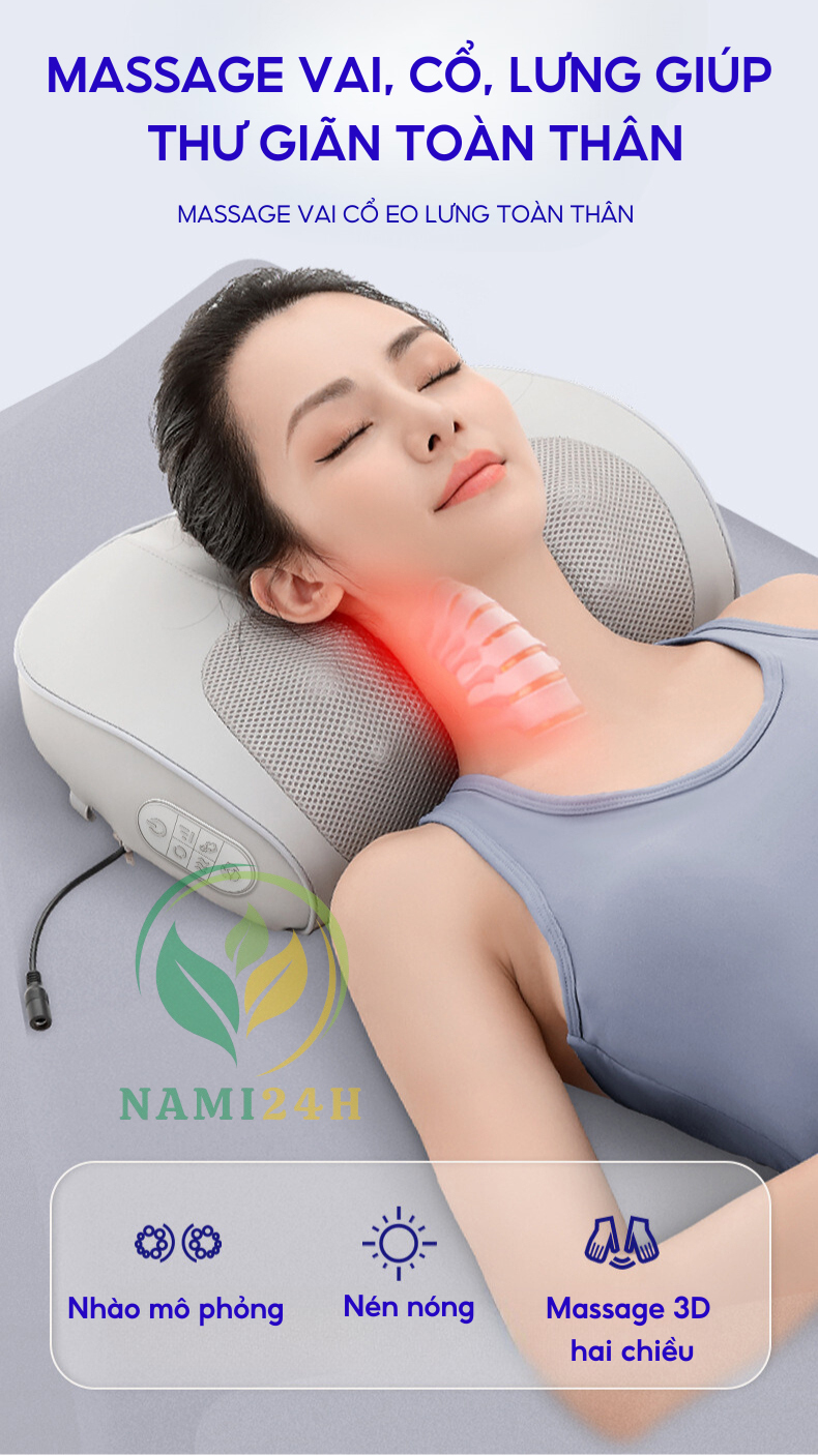 Gối massage hồng ngoại cổ vai gáy
