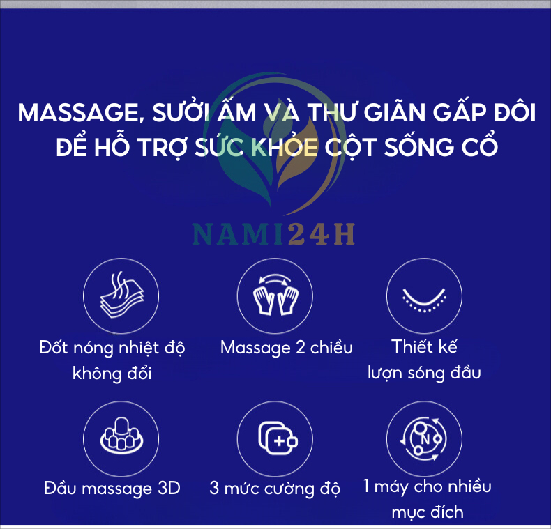Gối massage hồng ngoại cổ vai gáy