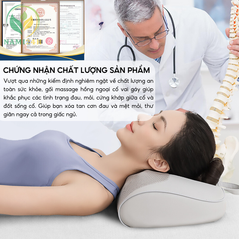 Gối massage hồng ngoại cổ vai gáy