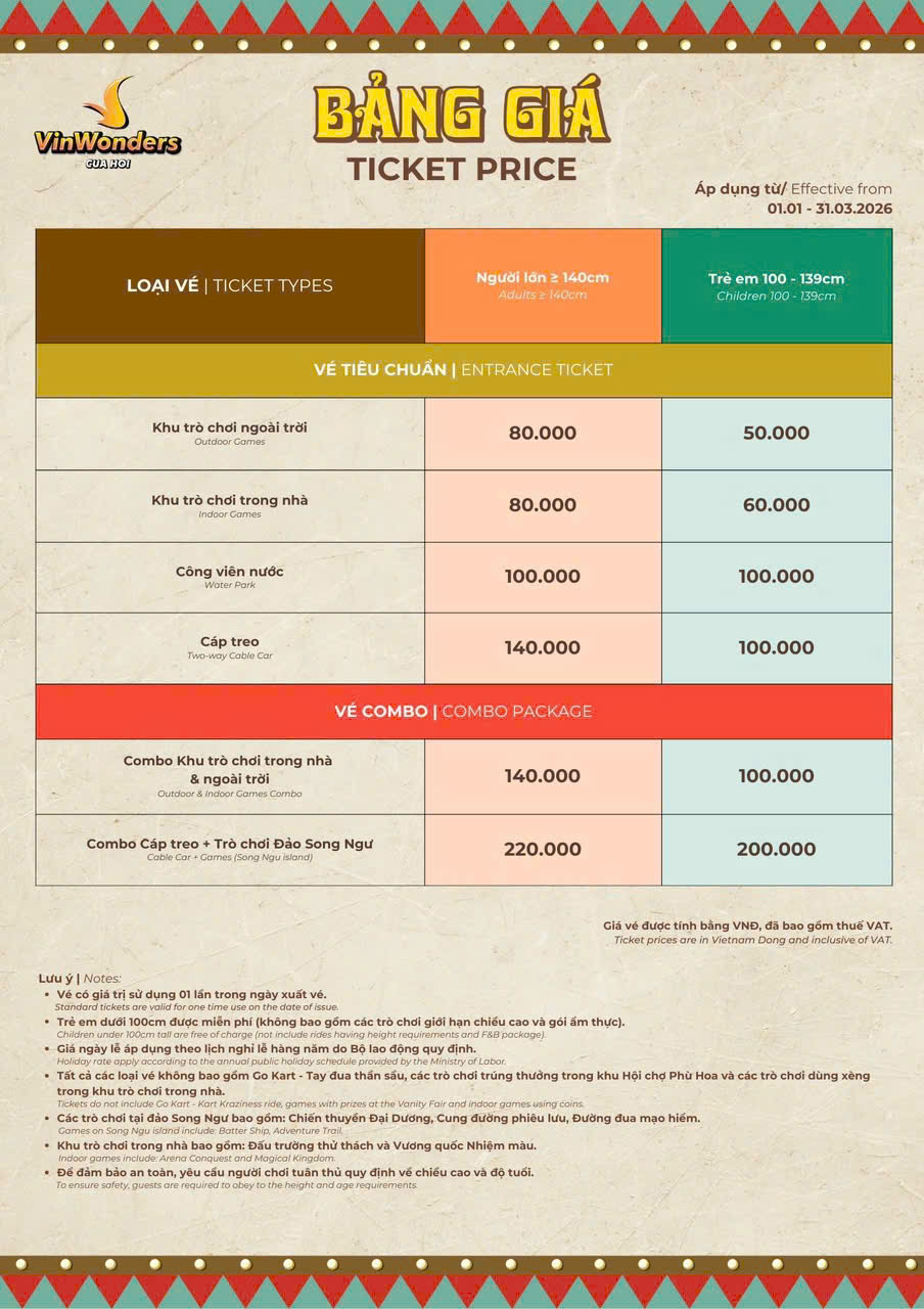 Vé VinWonders Cửa Hội Nghệ An 2026: Giá Cả Mới Nhất & Ưu Đãi Cho Tất Cả Khách Hàng