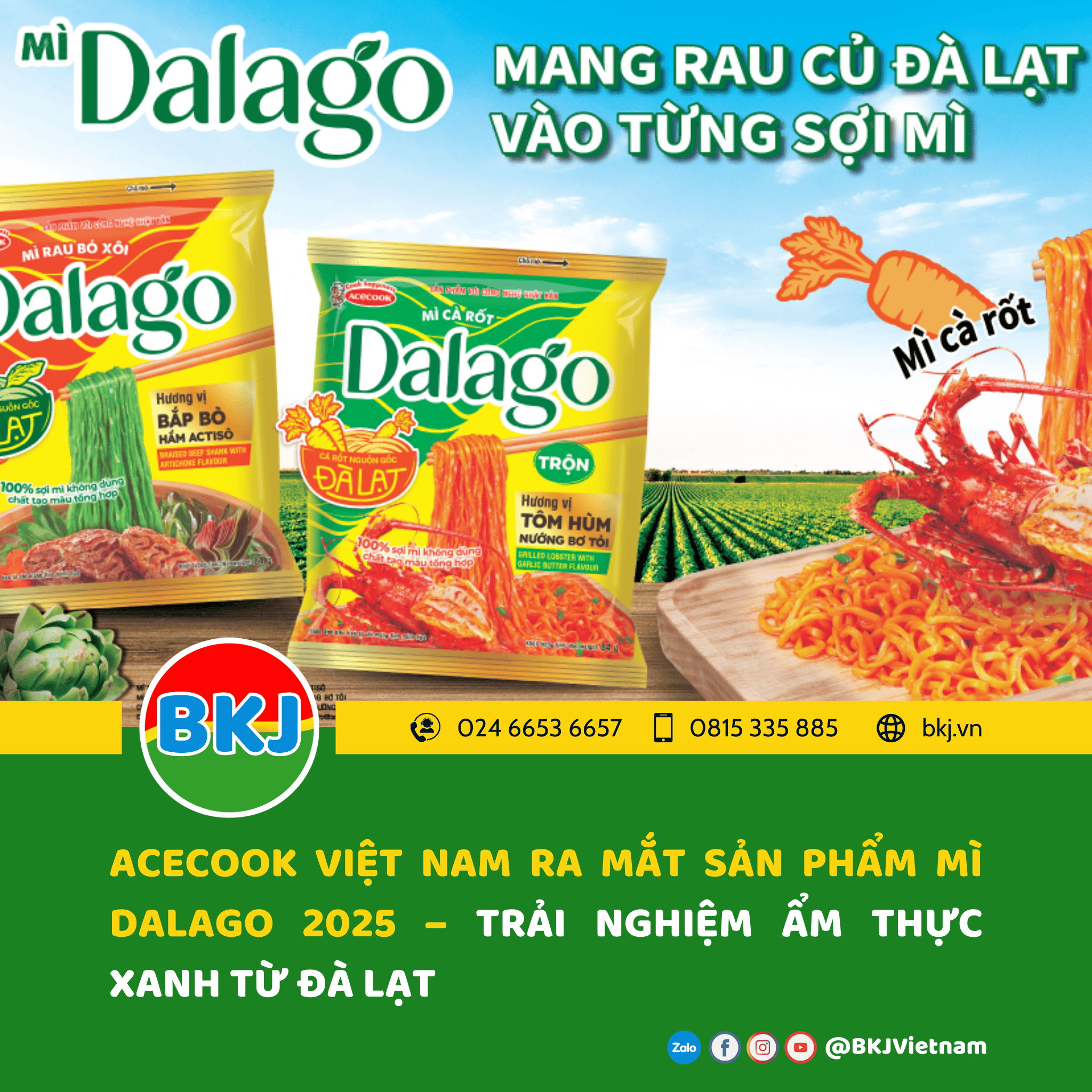 Acecook Việt Nam ra mắt sản phẩm mì Dalago 2025 – trải nghiệm ẩm thực xanh từ Đà Lạt