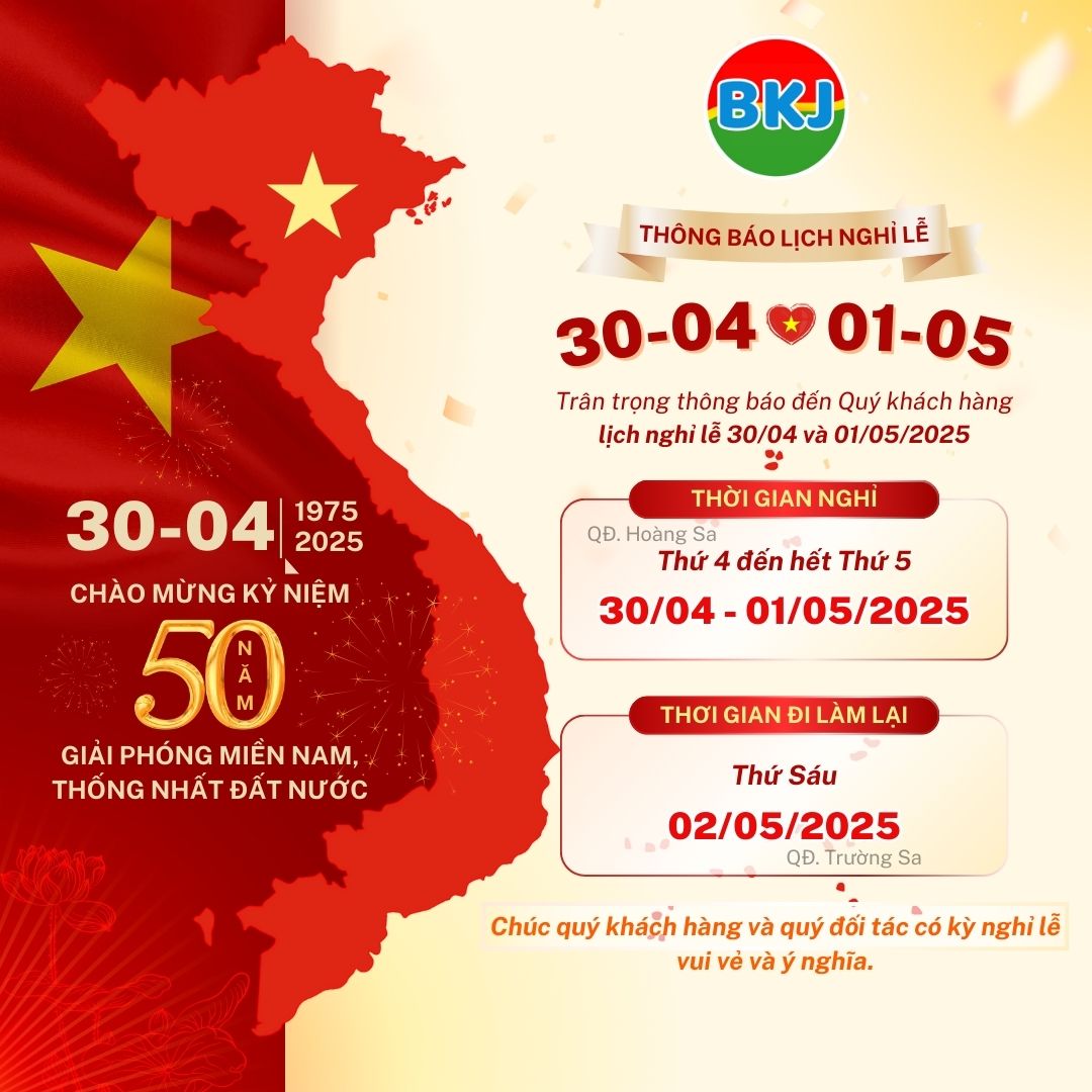 THÔNG BÁO NGHỈ LỄ GIẢI PHÓNG MIỀN NAM (30/04) VÀ QUỐC TẾ LAO ĐỘNG (01/05) NĂM 2025