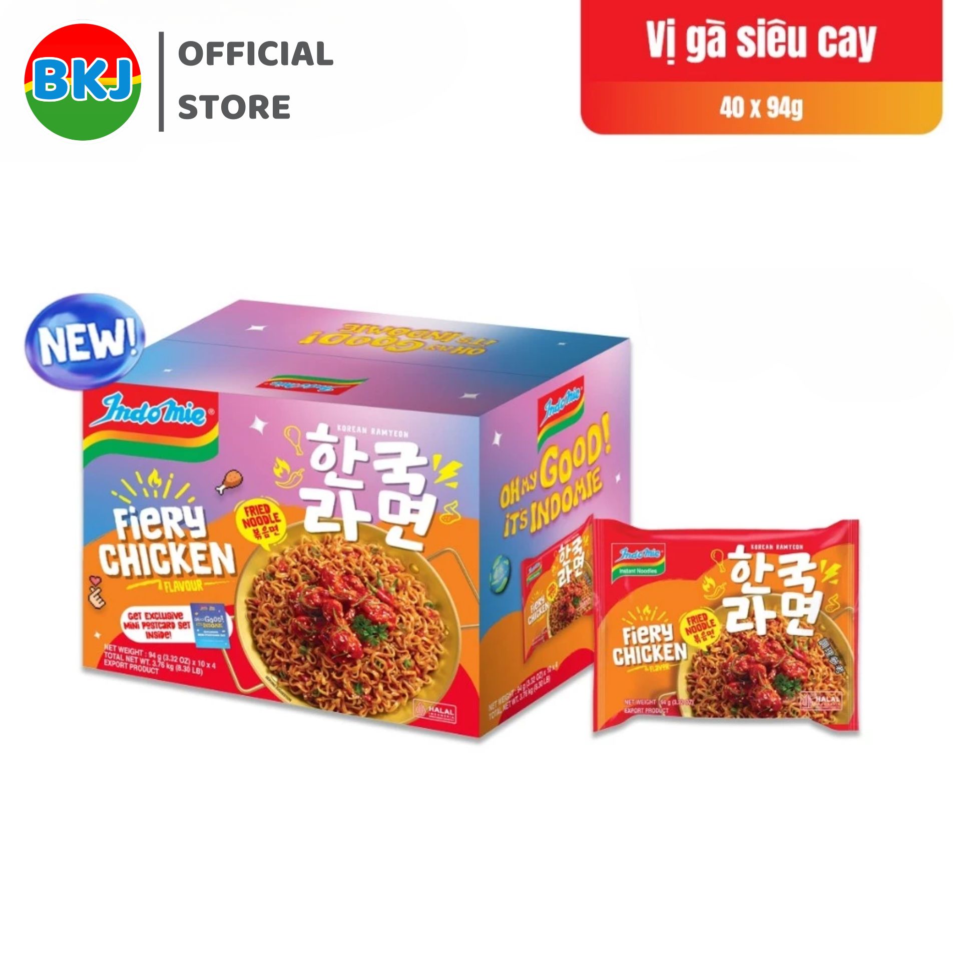Thùng 40 Gói Mì Trộn Indomie Vị Gà Siêu Cay Hàn Quốc 94g