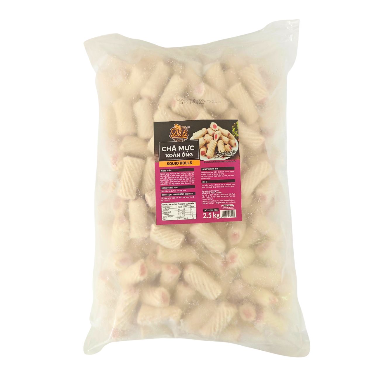 Chả Mực Xoắn Ống Deli Foods 2,5kg (178 Viên)